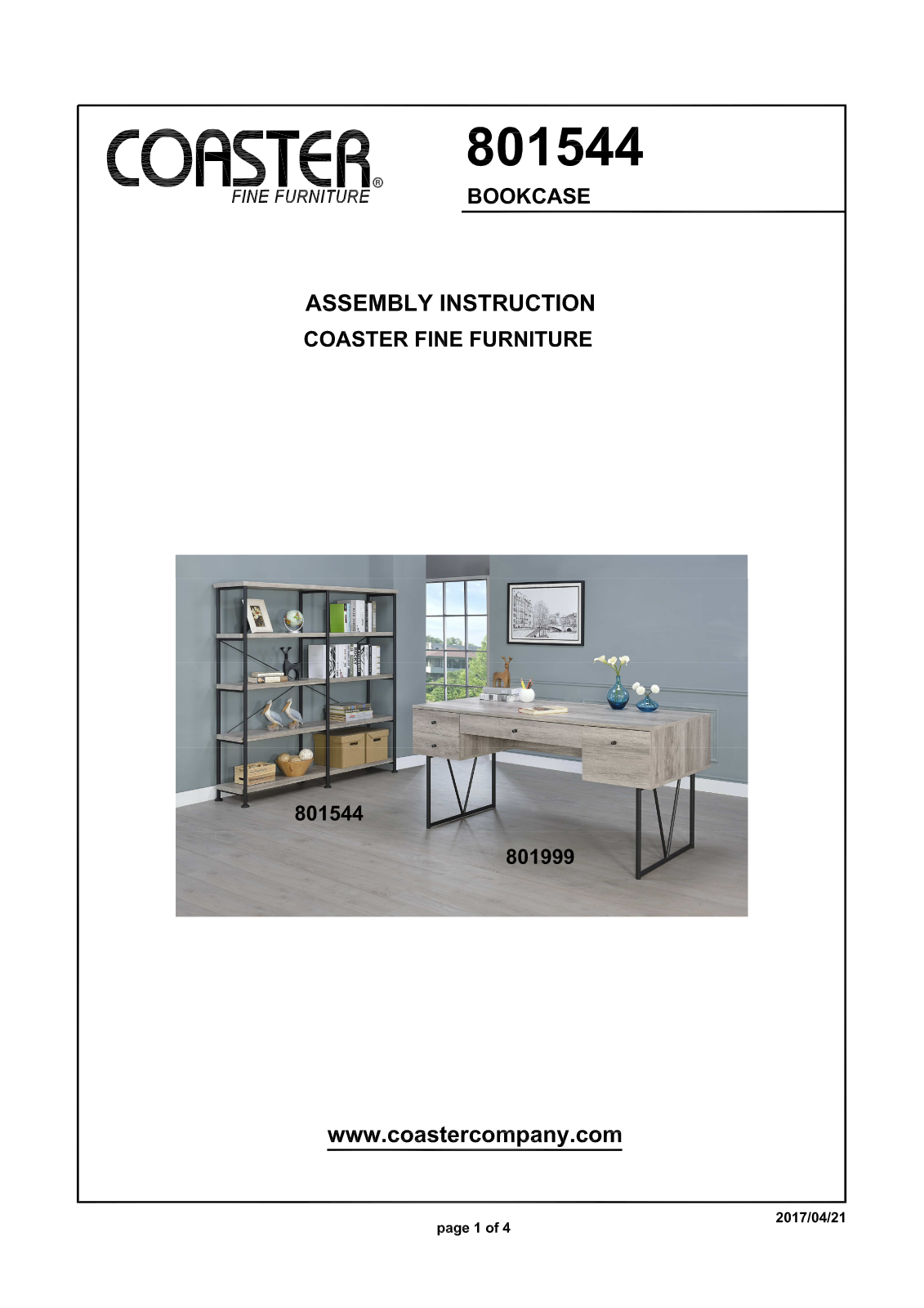 Coaster 801544 Assembly Guide