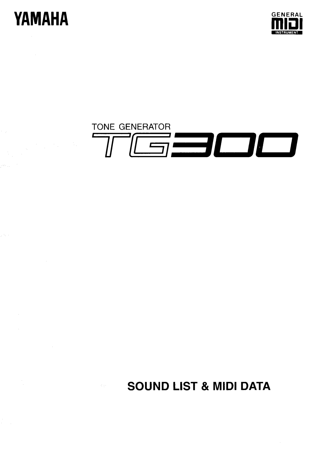 Yamaha TG300, TG300E3 User Manual