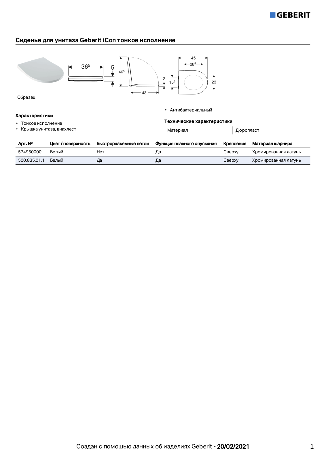 Geberit 574950000, 500.835.01.1 User guide