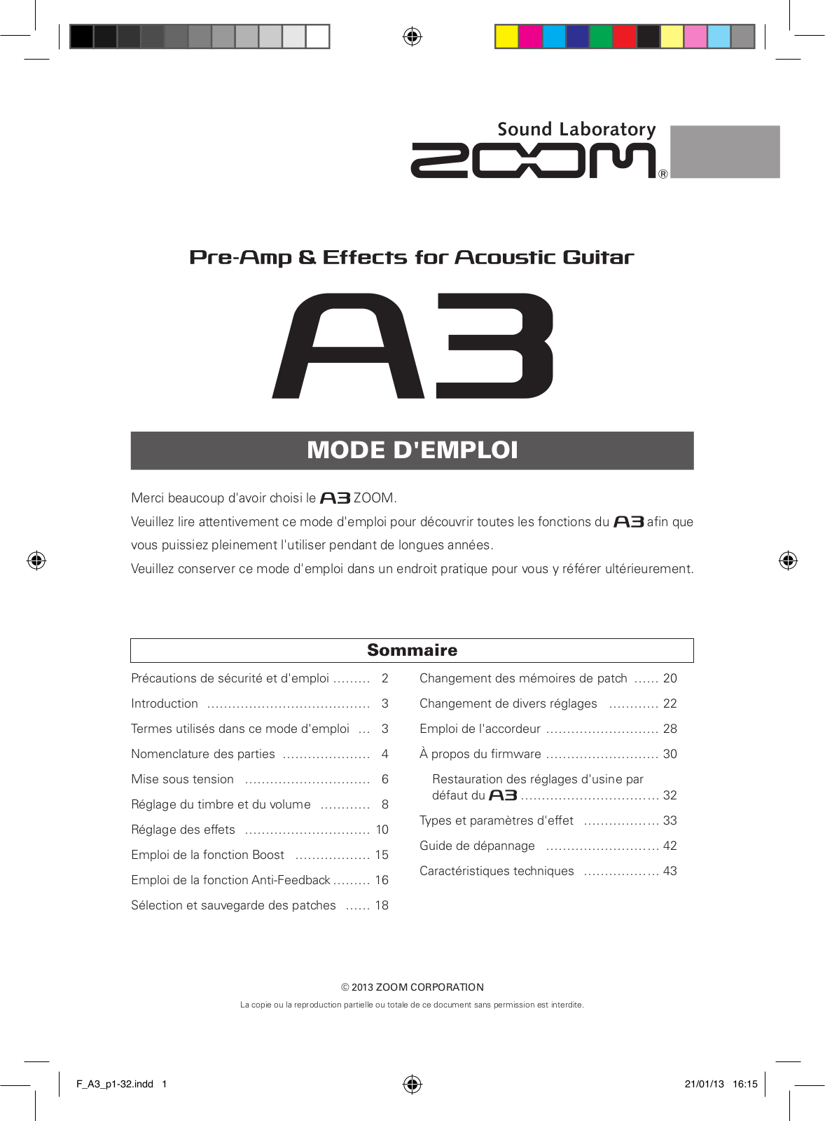 Zoom A3 User Manual