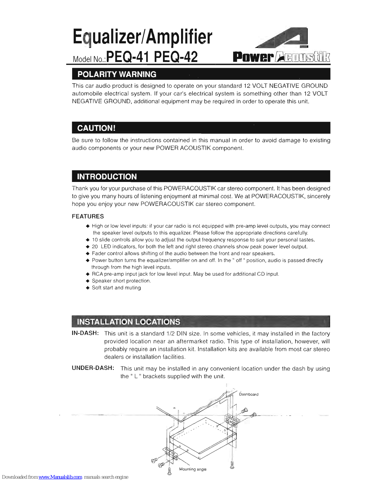 Power Acoustik PEQ-41, PEQ-42 User Manual