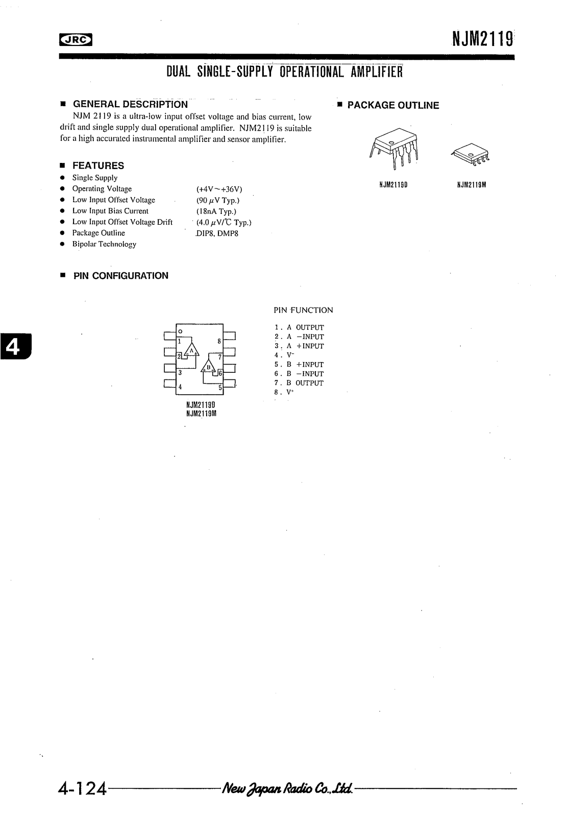 JRC NJM2119D, NJM2119M Datasheet