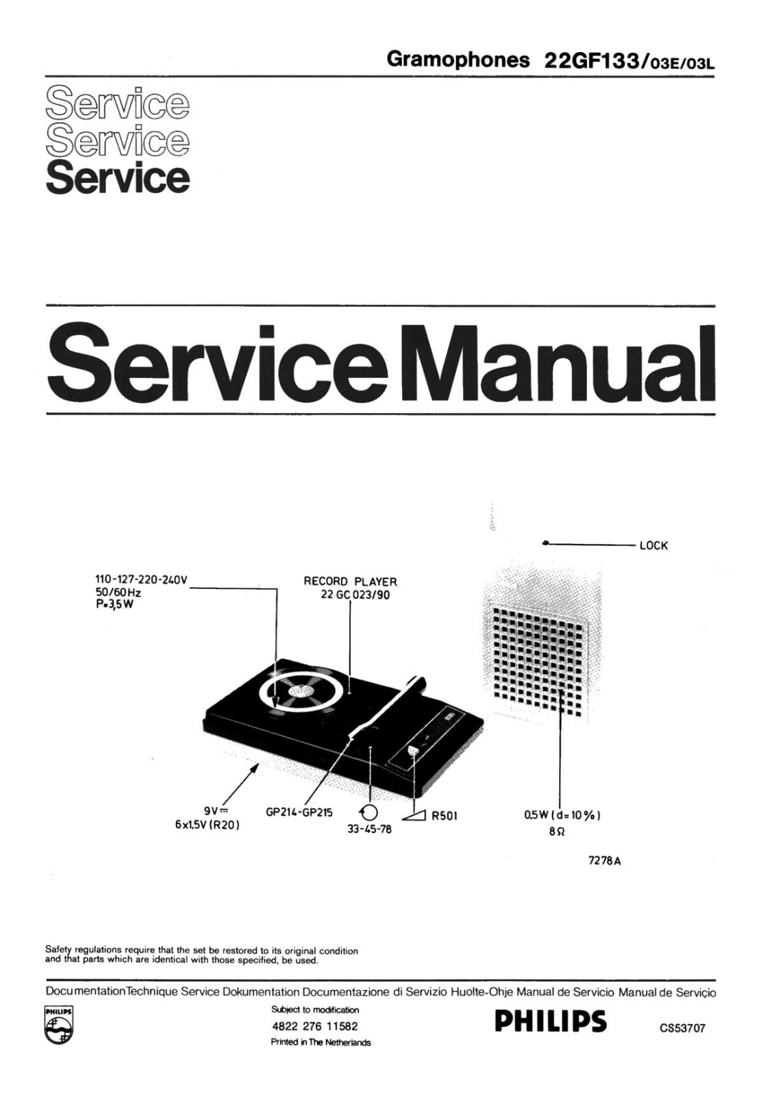 Philips 22-GF-133 Service Manual