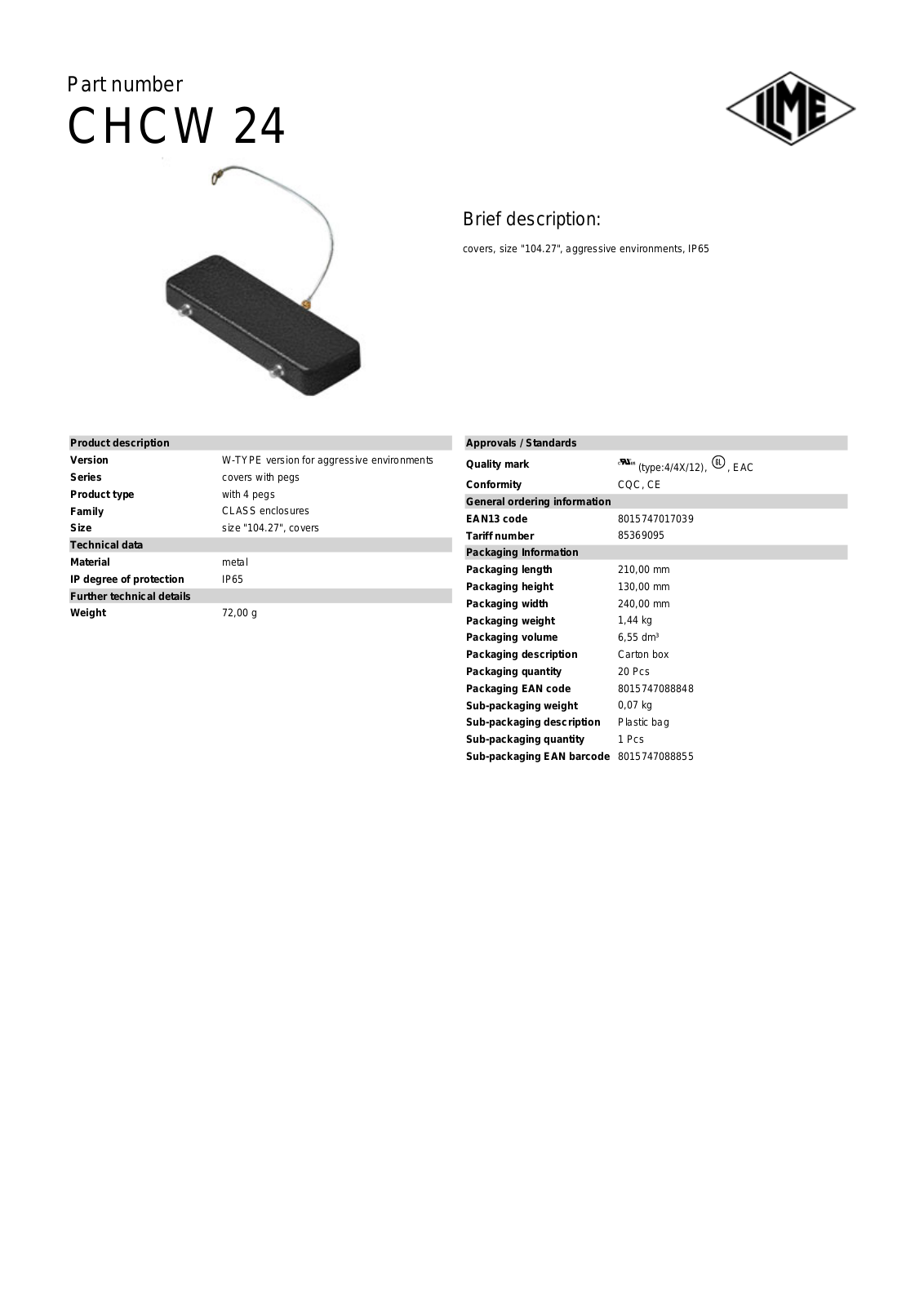 ILME CHCW-24 Data Sheet