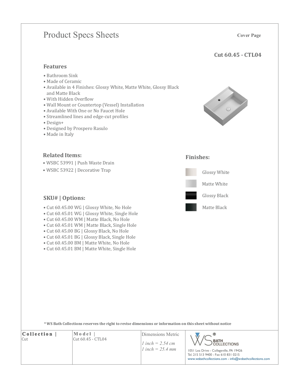 WS Bath Collections XBYZ1021 Specifications - ManualMachine.com