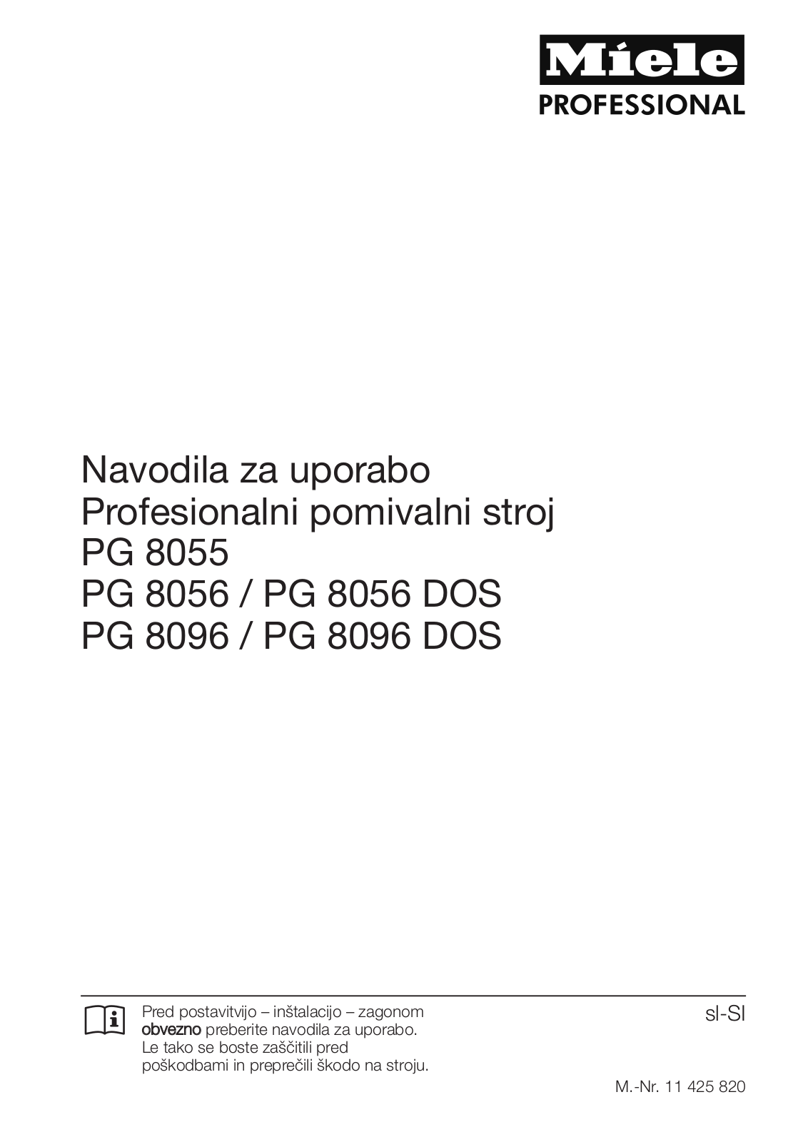 Miele PG 8055, PG 8056, PG 8056 DOS, PG 8096, PG 8096 DOS Instructions Manual