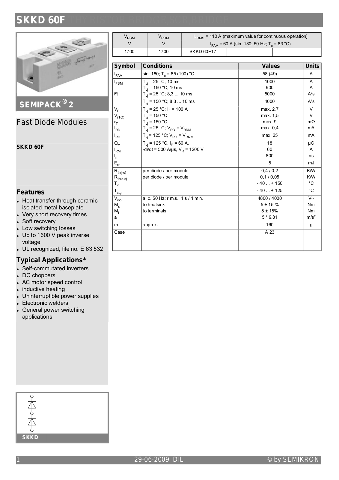 Semikron SKKD60F Data Sheet