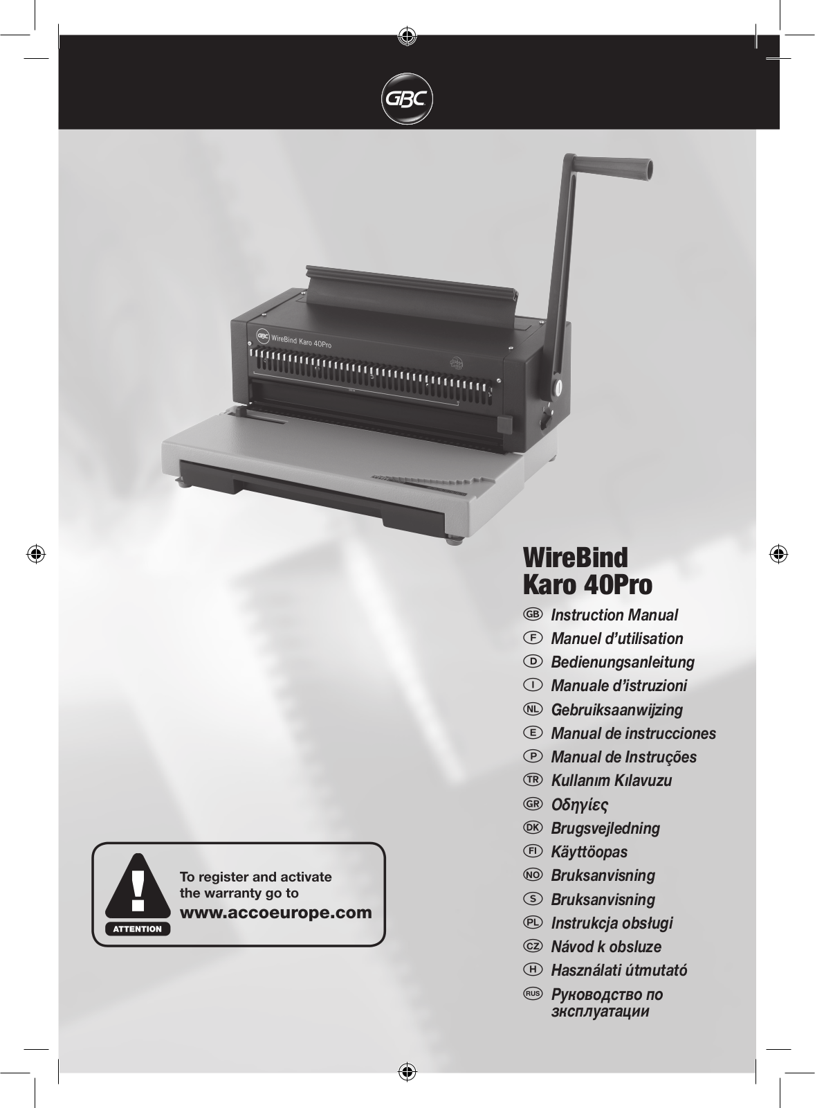 GBC 40Pro Karo User Manual