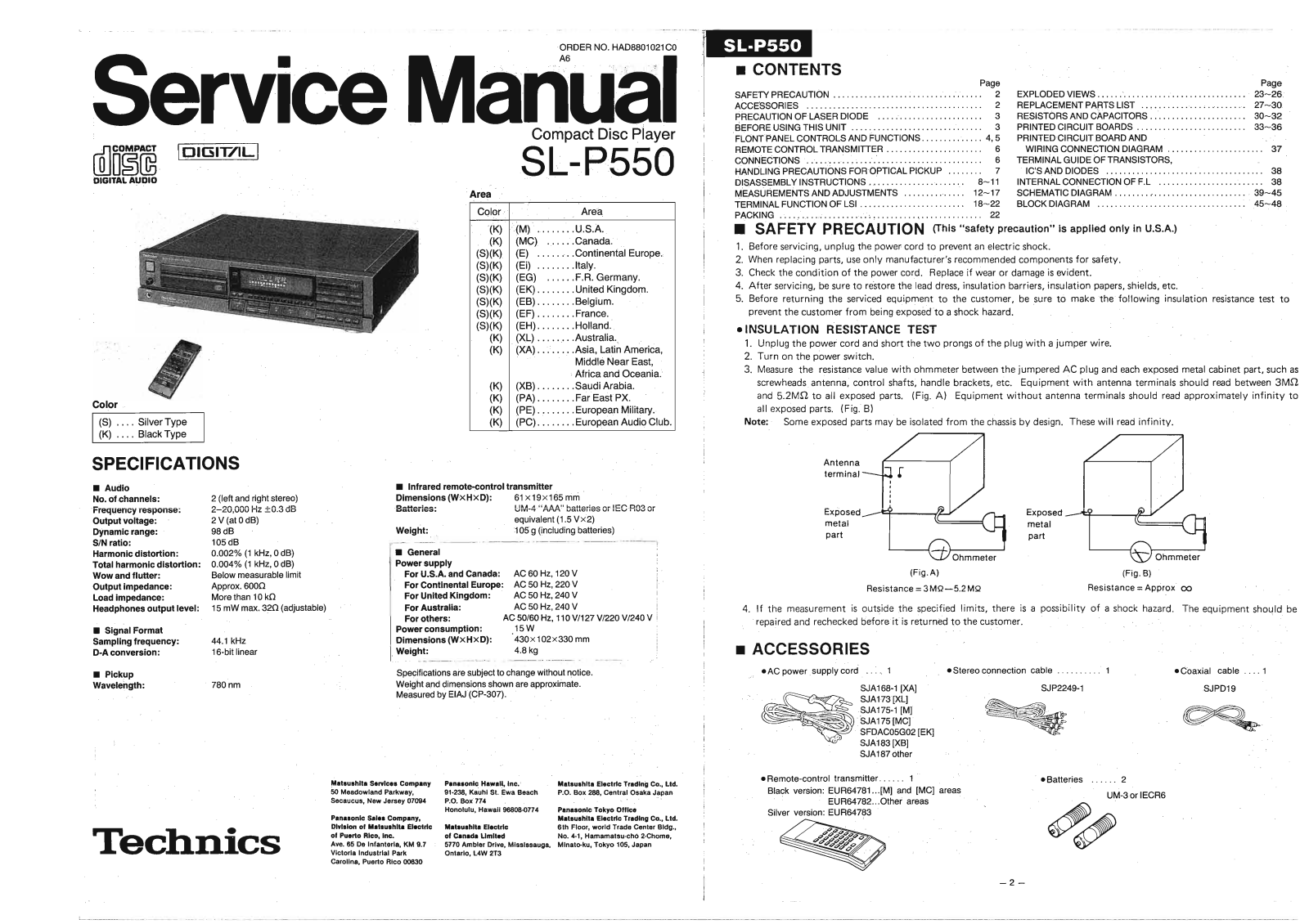 Technics SL-P-550 Service Manual