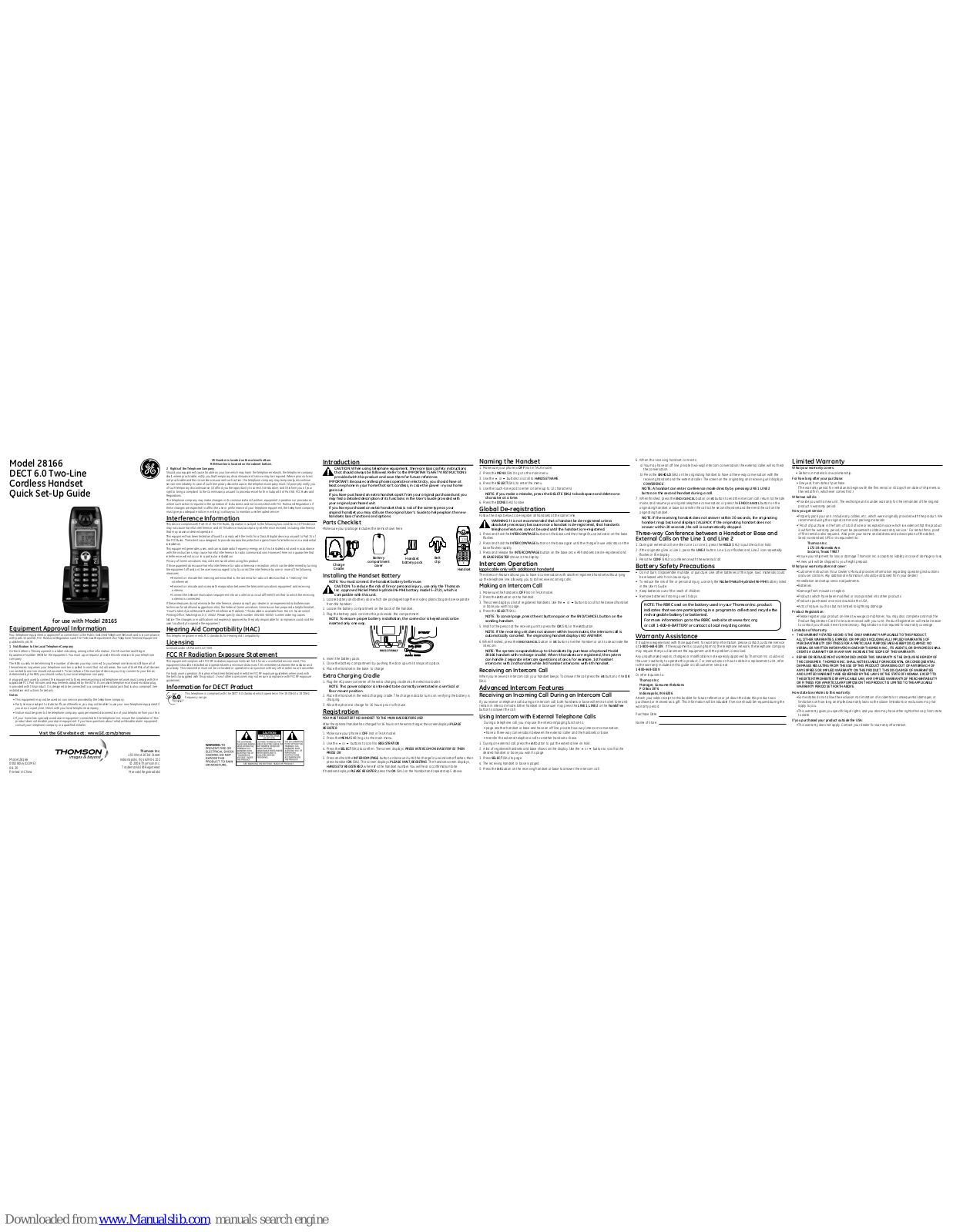 GE 28166 Quick Setup Manual - ManualMachine.com