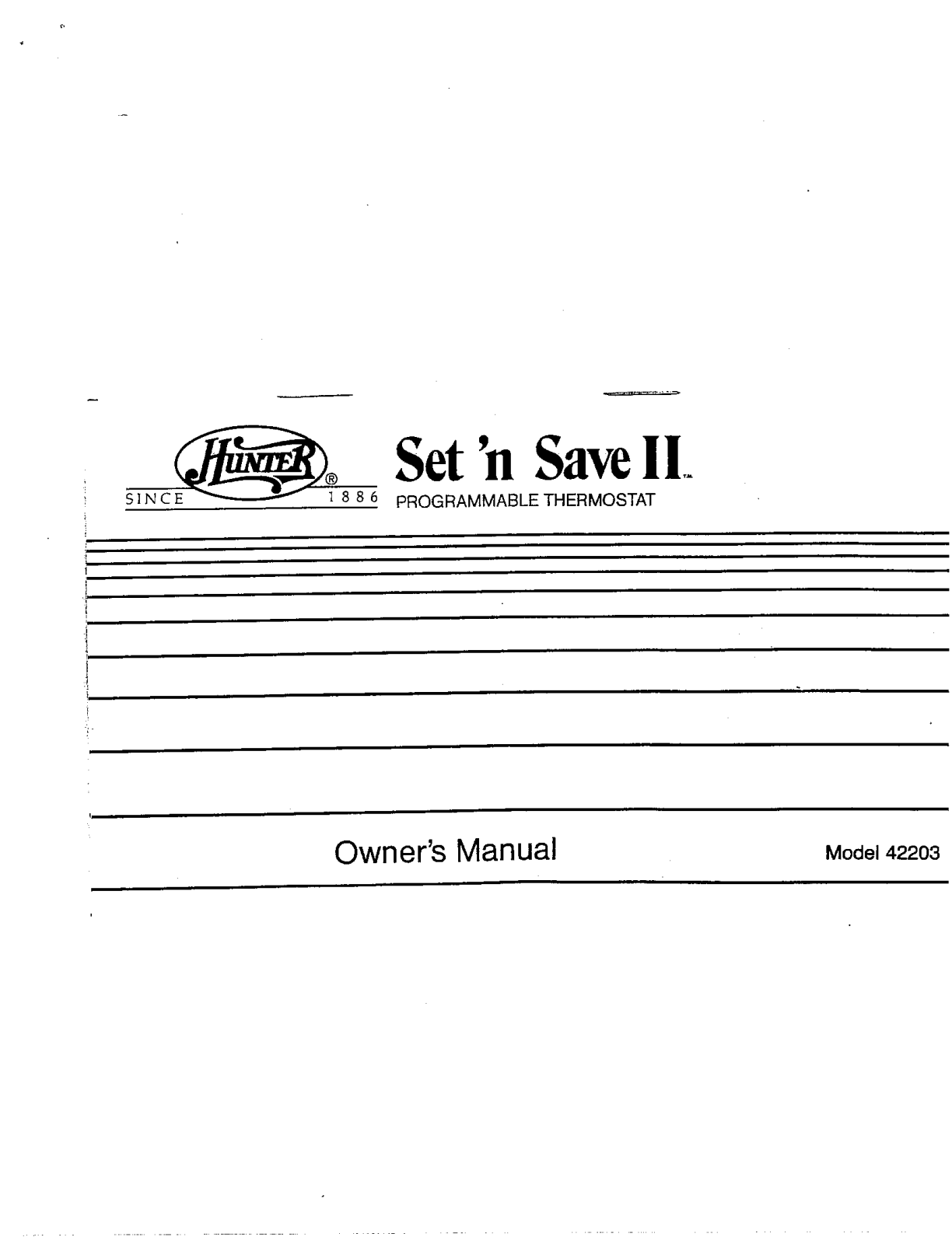 Hunter 42203 Owner's Manual