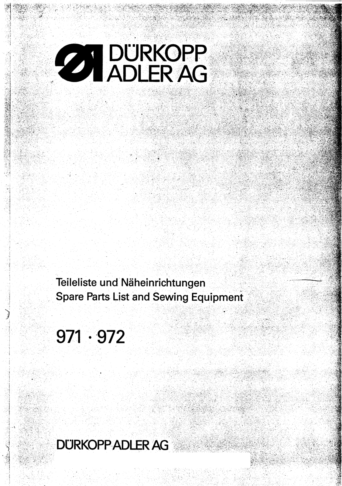 Dürkopp Adler 971, 972 Parts List