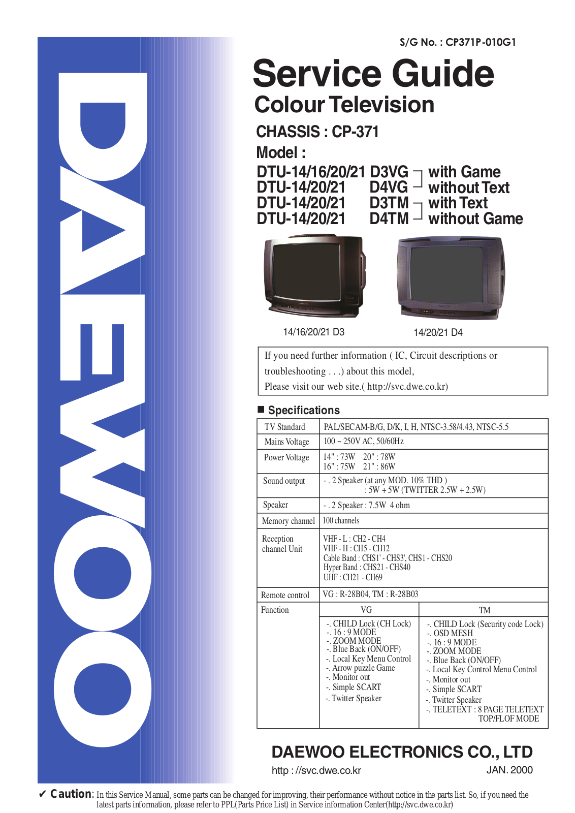 Daewoo CP-371 Service Manual