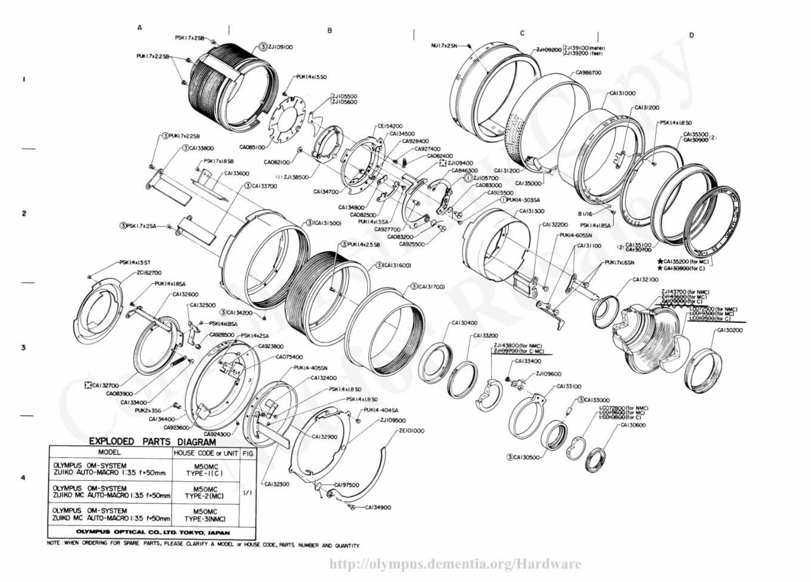 OLYMPUS 50mm f3.5 Service Manual