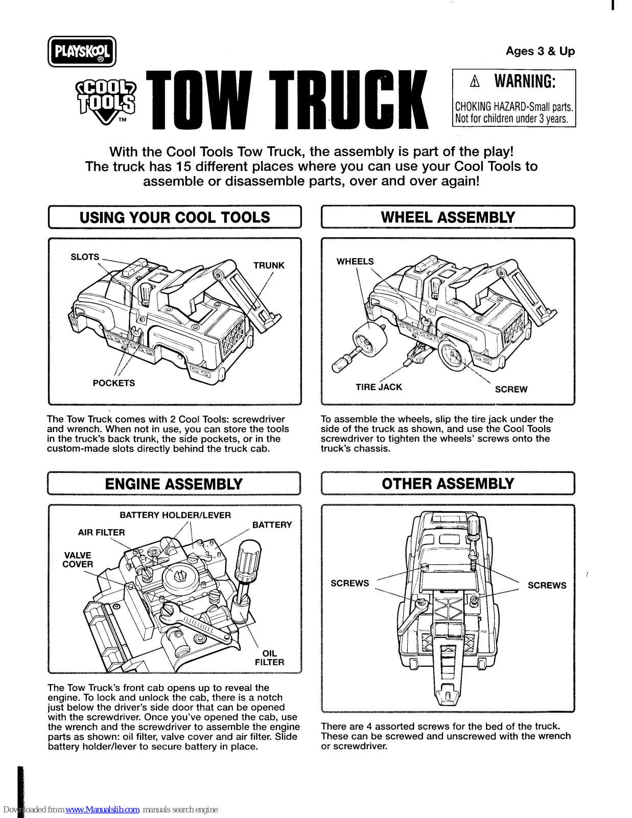 Playskool Tow Truck, Cool Tools Tow Truck Instructions Manual