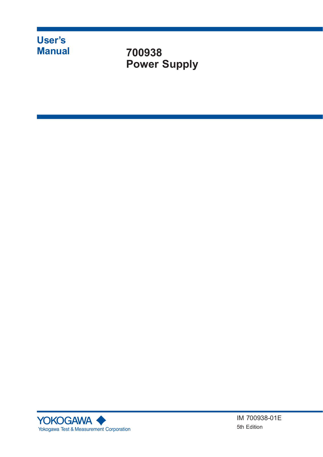 YOKOGAWA 700938 User Manual