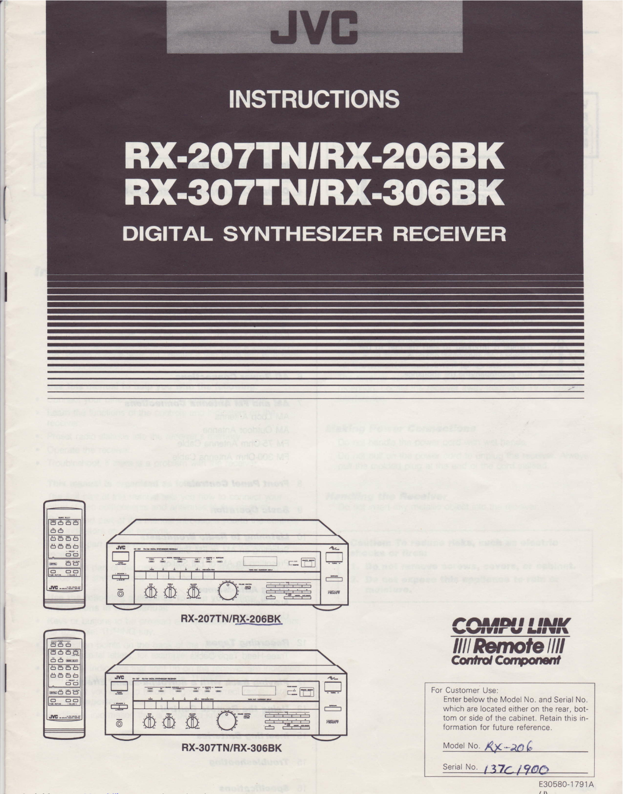 JVC RX-206BK Instructions Manual