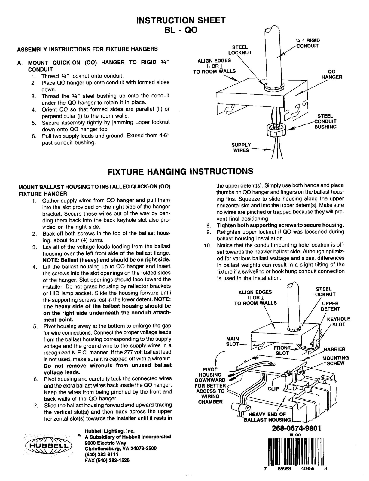 Hubbell Lighting BL-QO User Manual