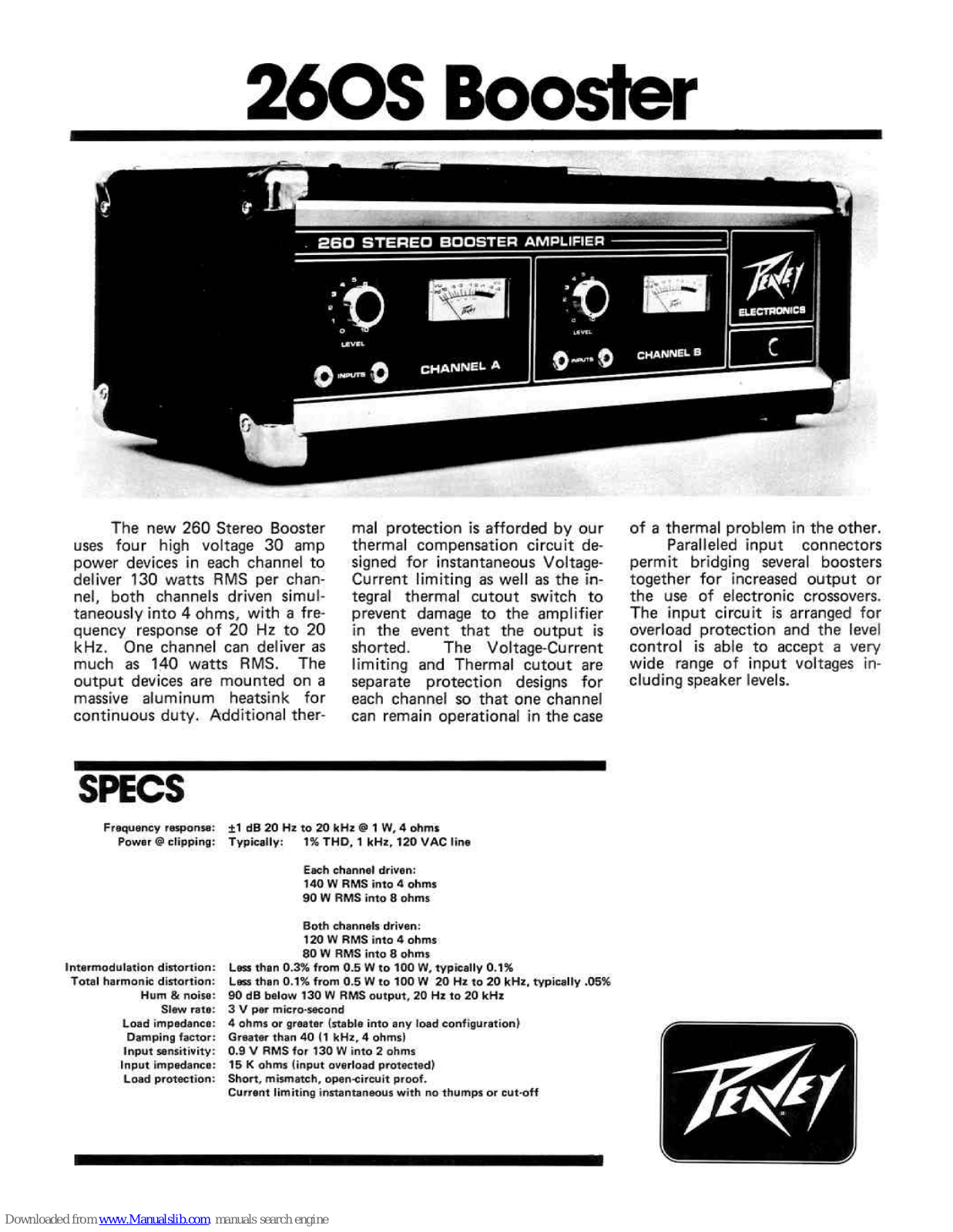 Peavey 260S Specifications - ManualMachine.com