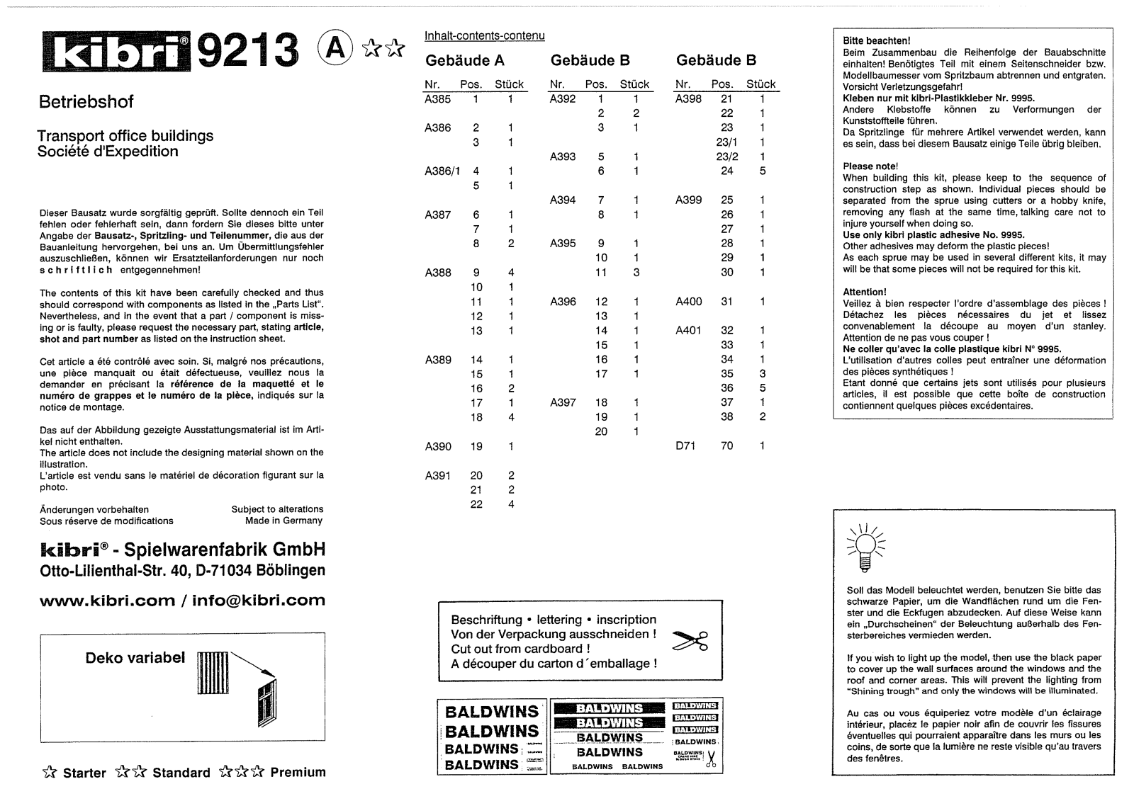 Kibri 9213 User Manual