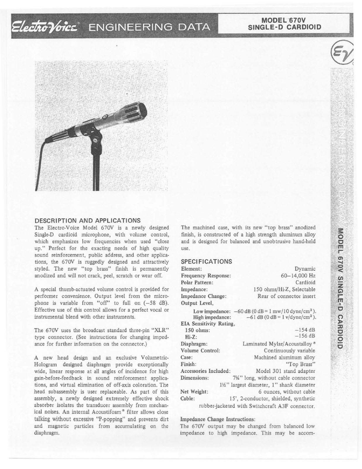 Electro-voice 670V DATASHEET