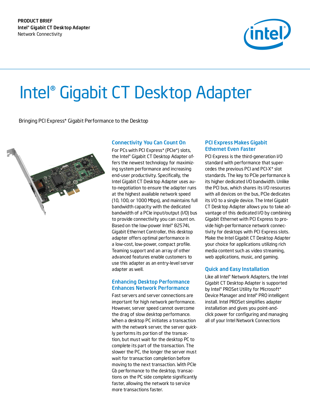 Intel Gigabit CT desktop User Manual