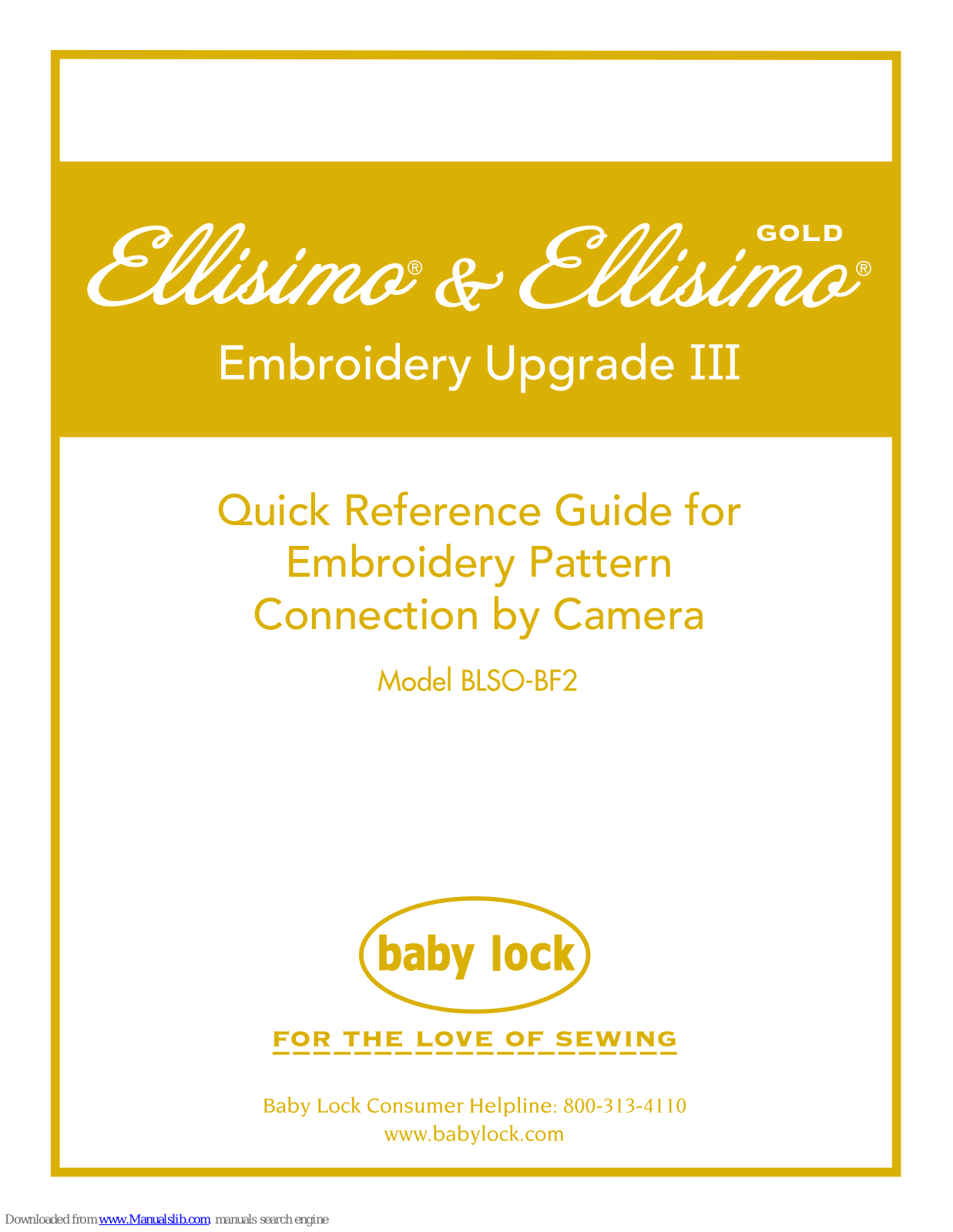 Baby Lock BLSO-BF2, Elissimo, Elissimo GOLD Quick Reference Manual - ManualMachine.com