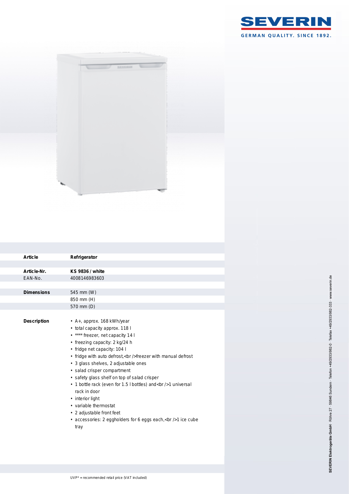 Severin KS 9836 User Manual