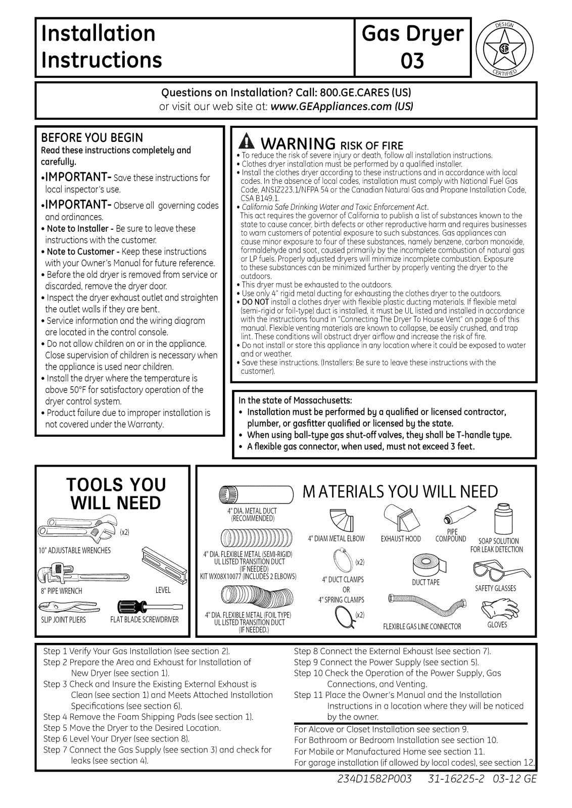 GE DHDSR46GG9WW, DNCK440GG9WC, GHDN520GD0WS, GHDN520GD1WS, GHDN520GD2WS Installation Guide - ManualMachine.com