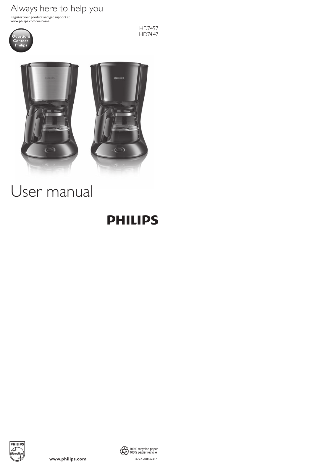 Philips HD7457, HD7447 User Manual