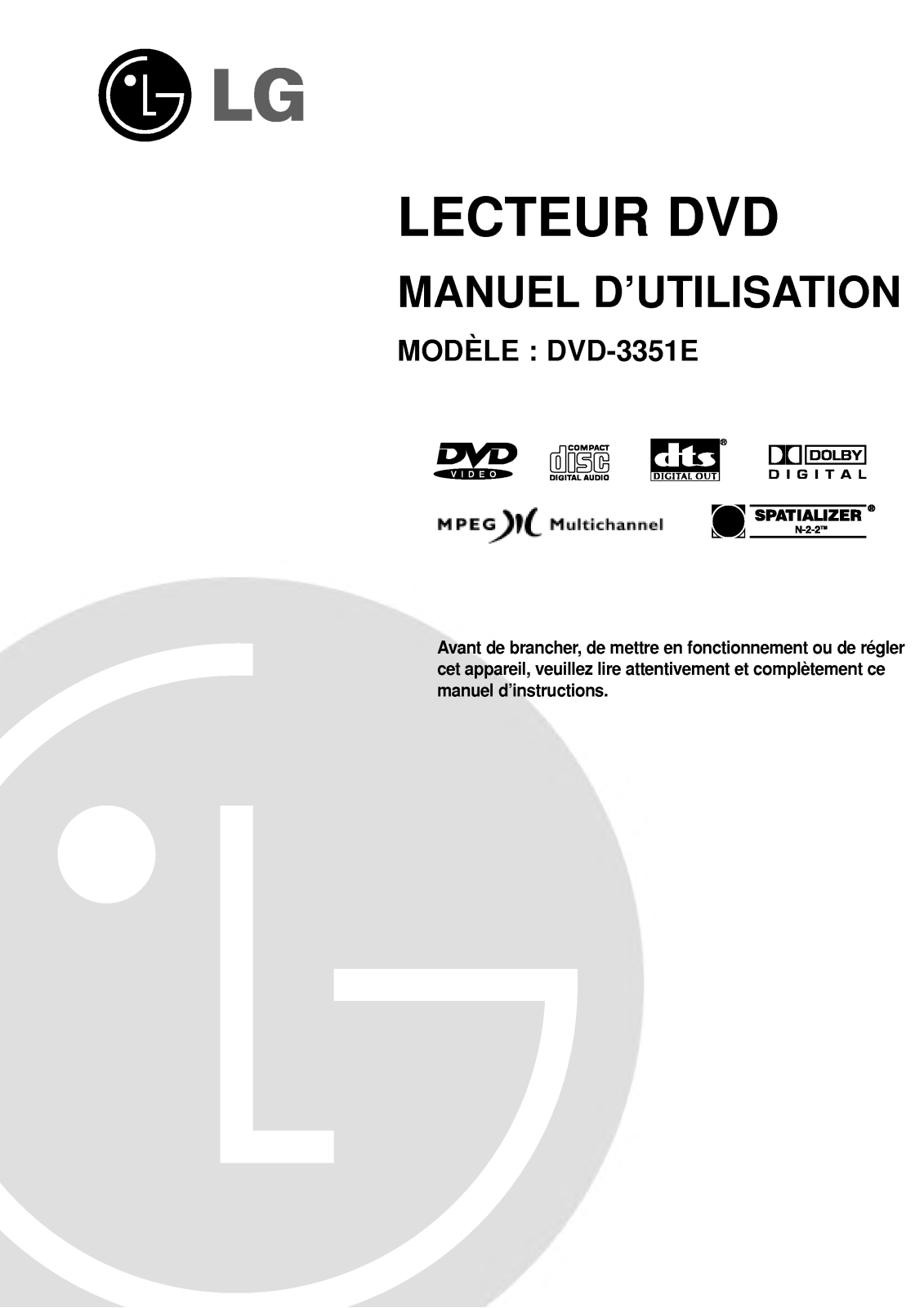 LG DVD 3351 E User Manual