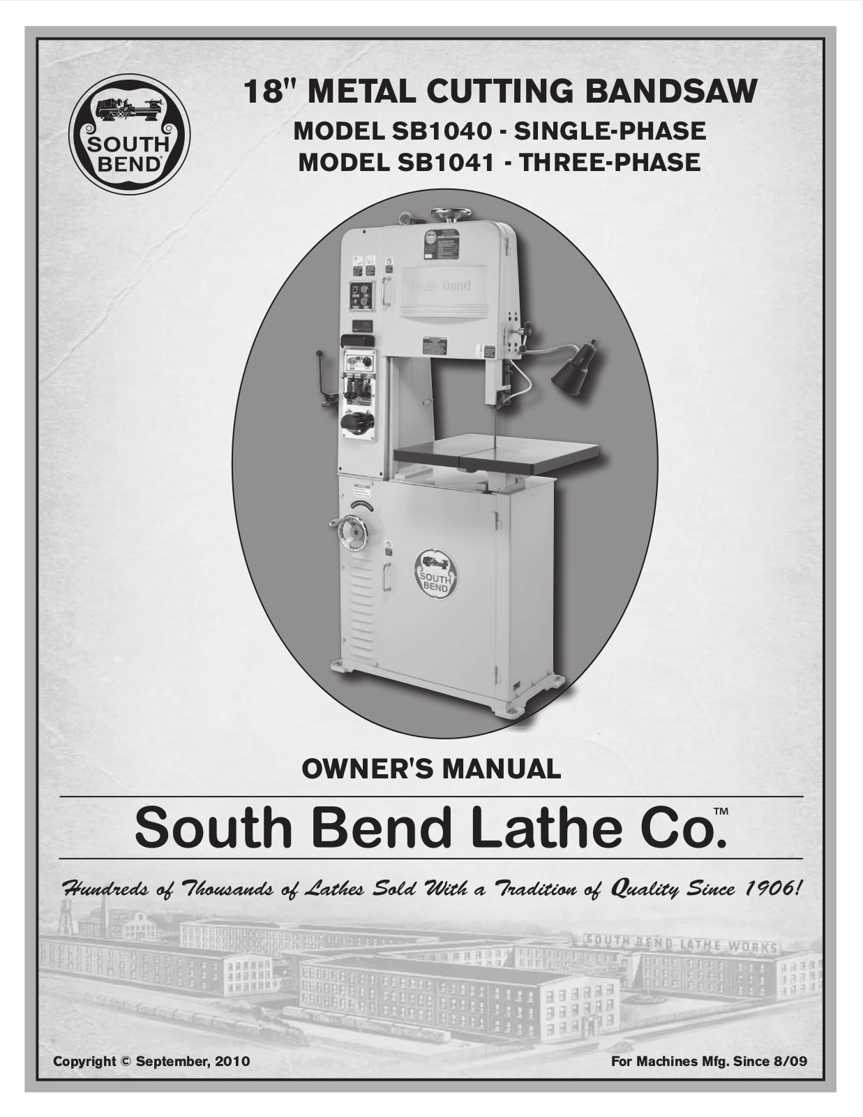 Southbend SB1041, SB1040 User Manual