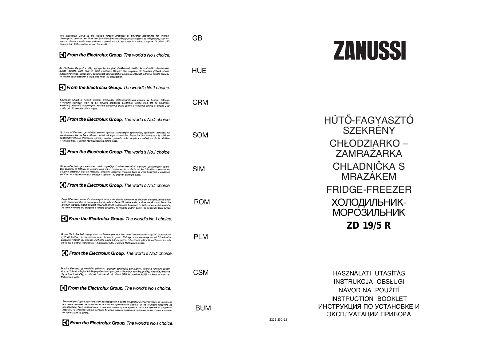 Zanussi ZD19/5R User Manual