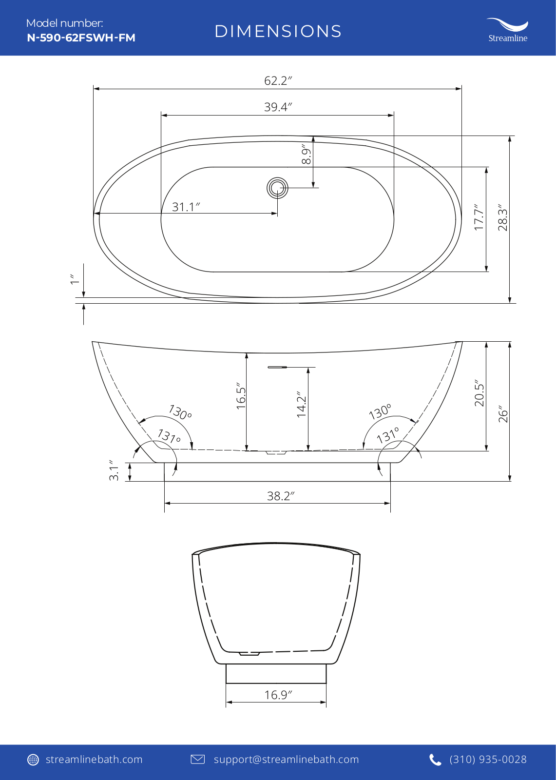 Streamline Bath SLBH6084 Dimensions - ManualMachine.com