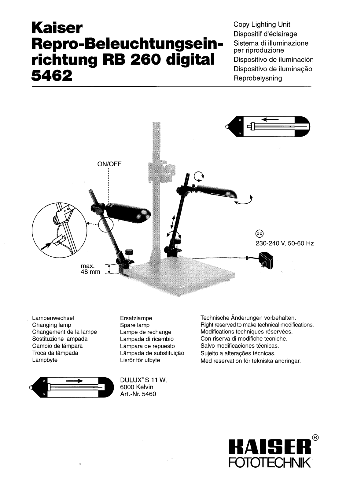 Kaiser Fototechnik 5462 User guide - ManualMachine.com