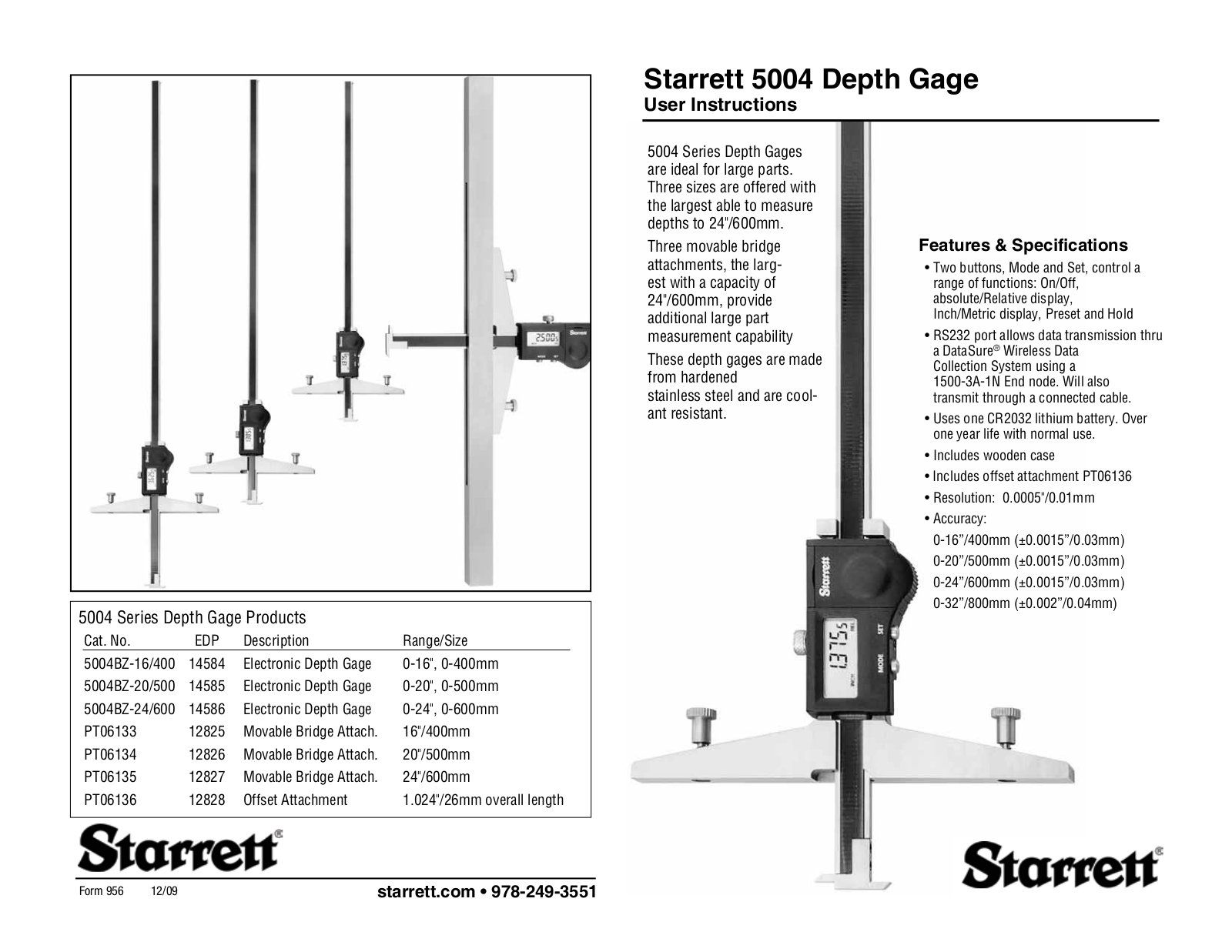 Starrett 5004 User Manual