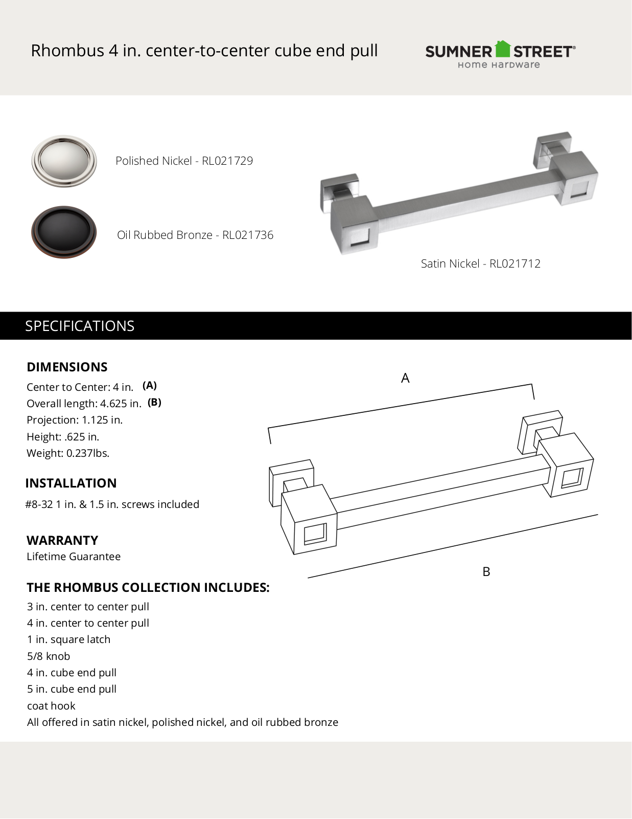 Sumner Street Home Hardware CTHD1089 Specifications - ManualMachine.com