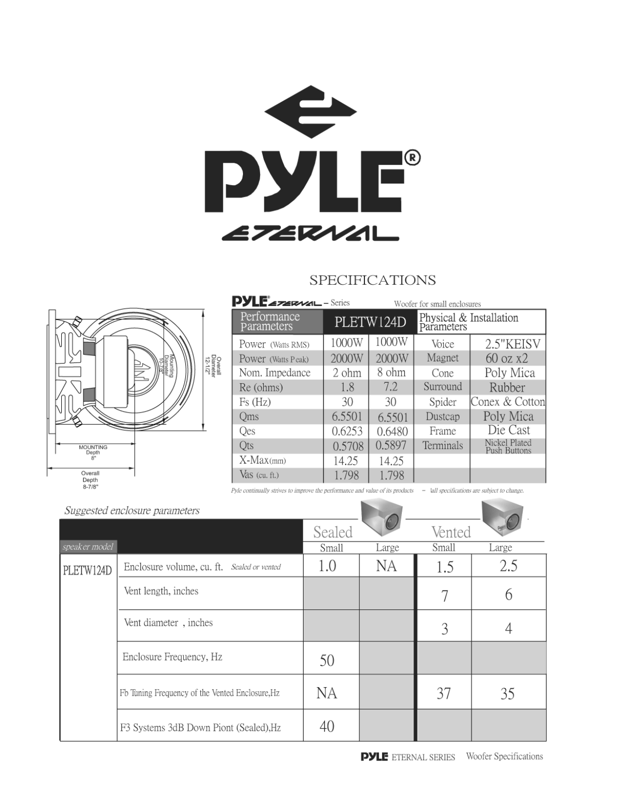 Pyle PLETW-124-D Owners manual