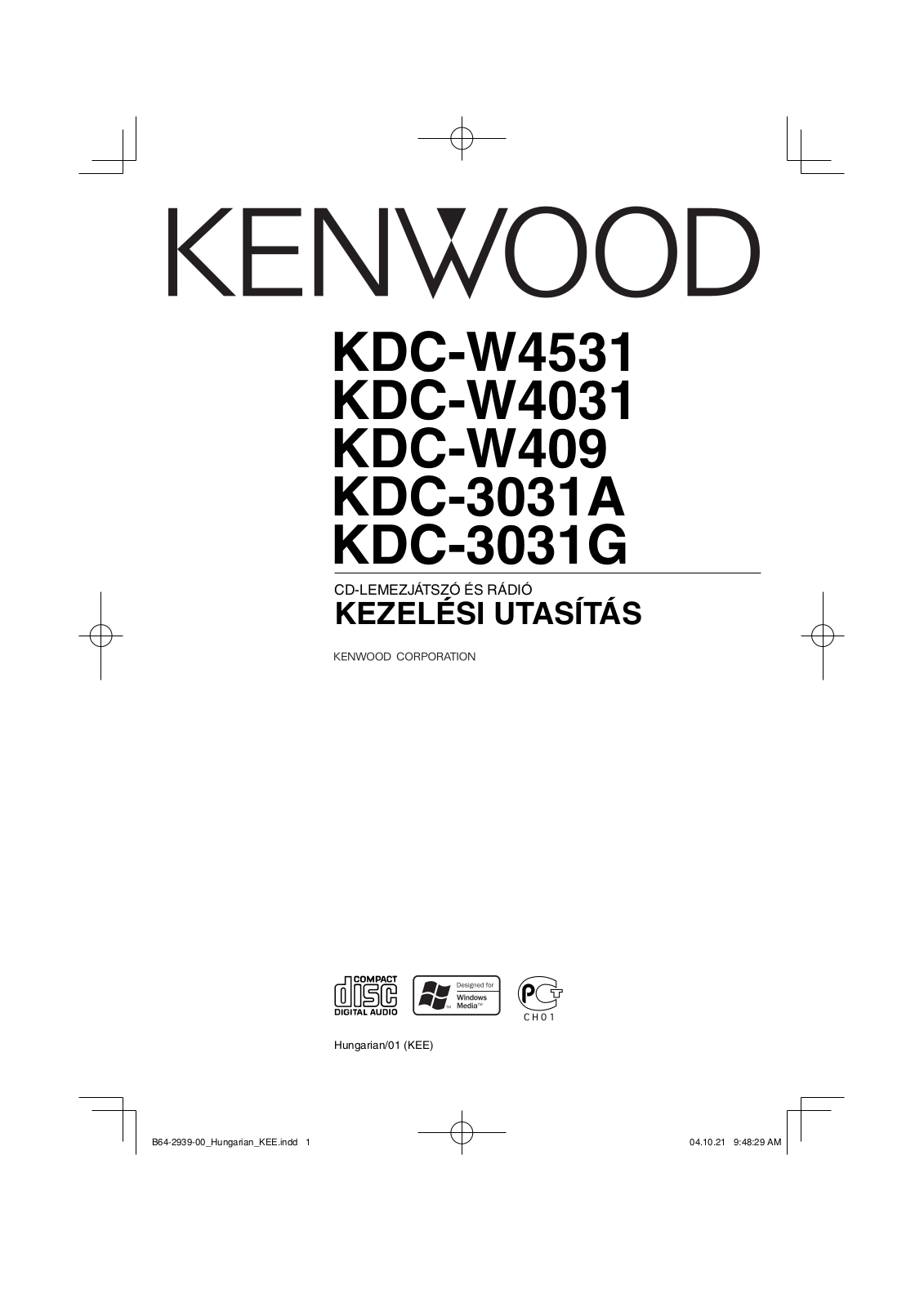 Kenwood KDC-W409, KDC-W4531, KDC-W4031, KDC-3031G, KDC-3031A User Manual