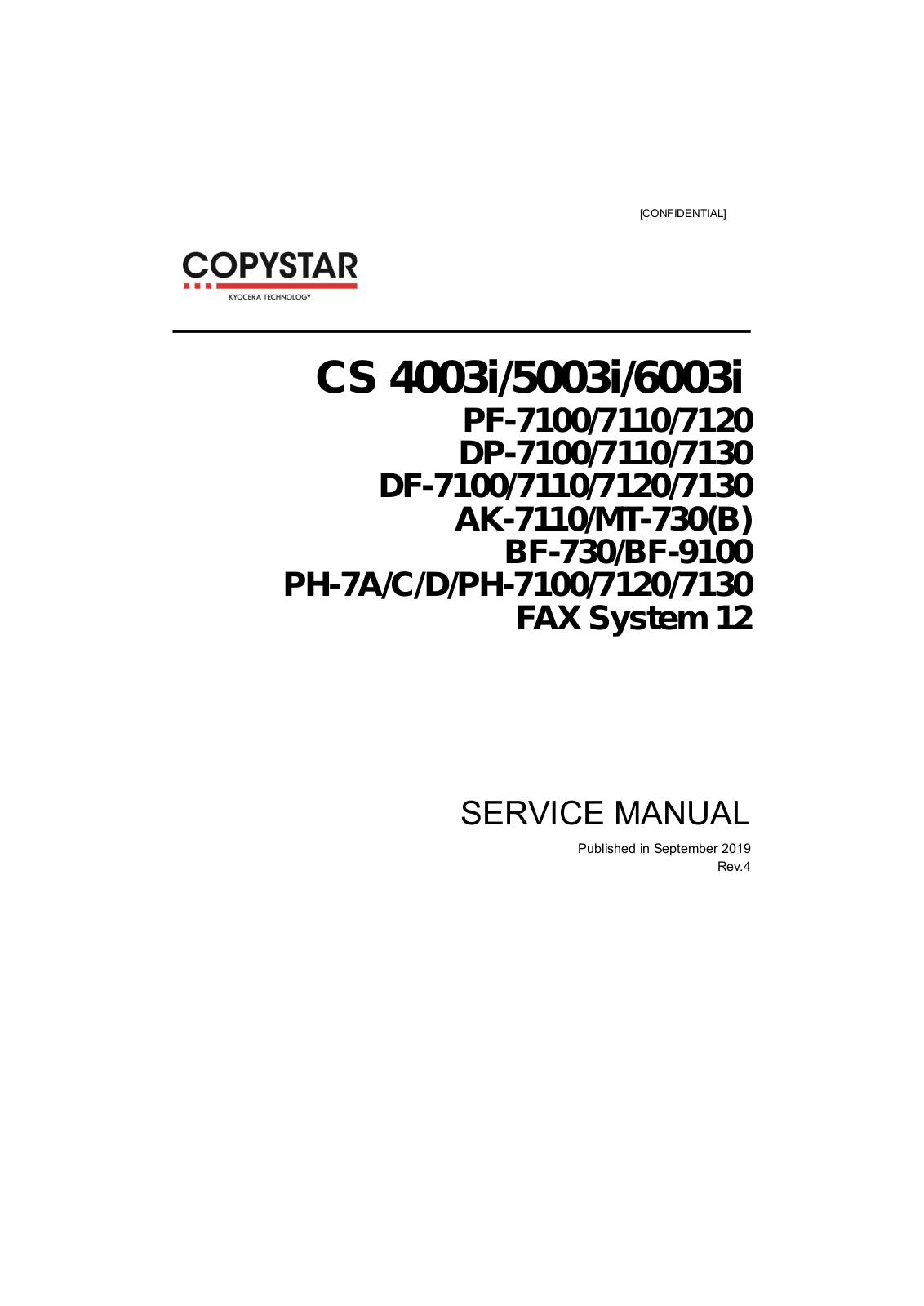 Kyocera CS4003i, CS5003i, CS6003i Service Manual