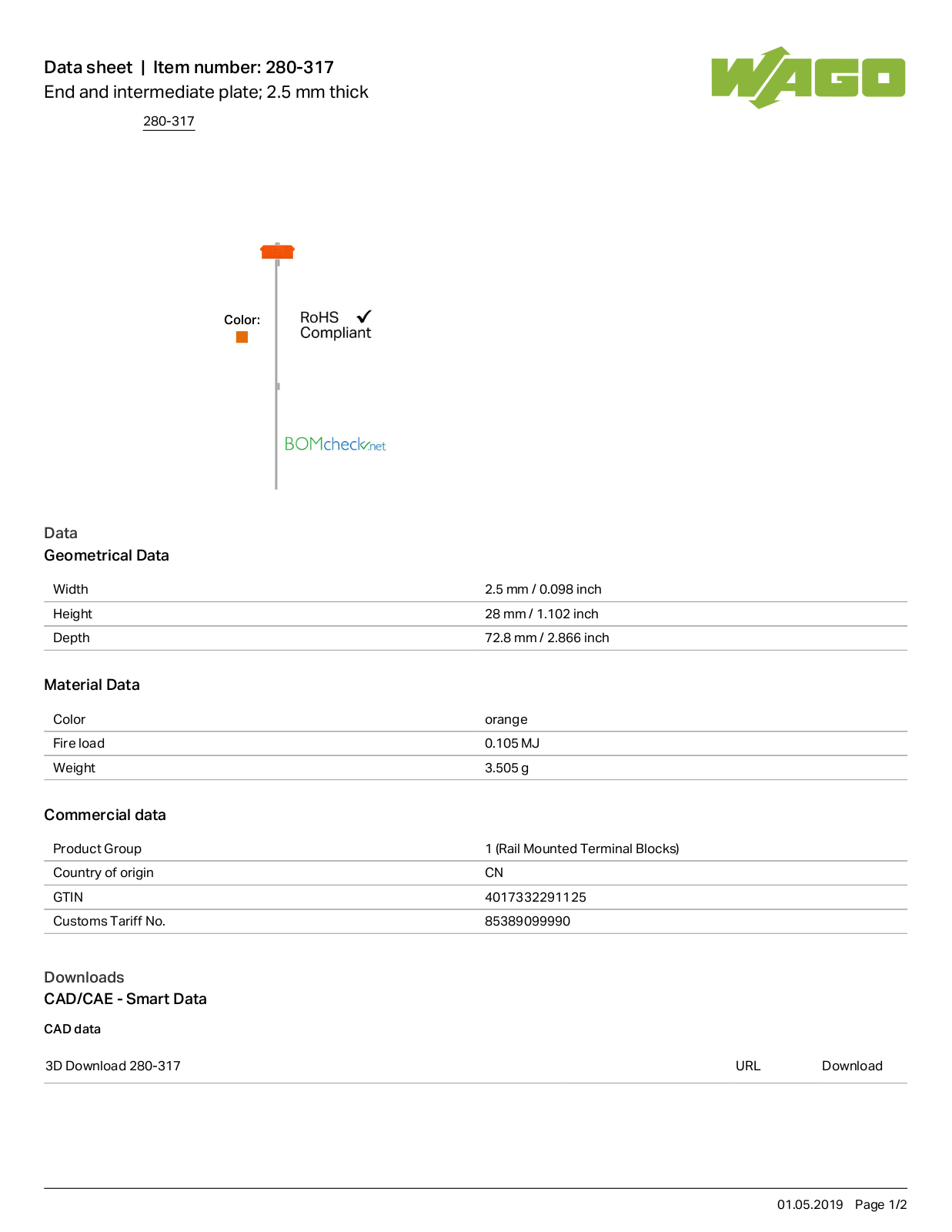 Wago 280-317 Data Sheet