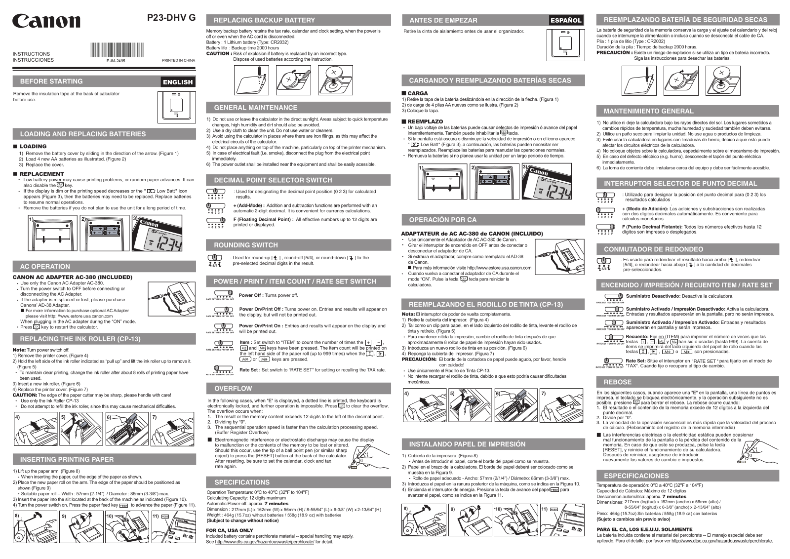 Canon P23-DHV G User Manual