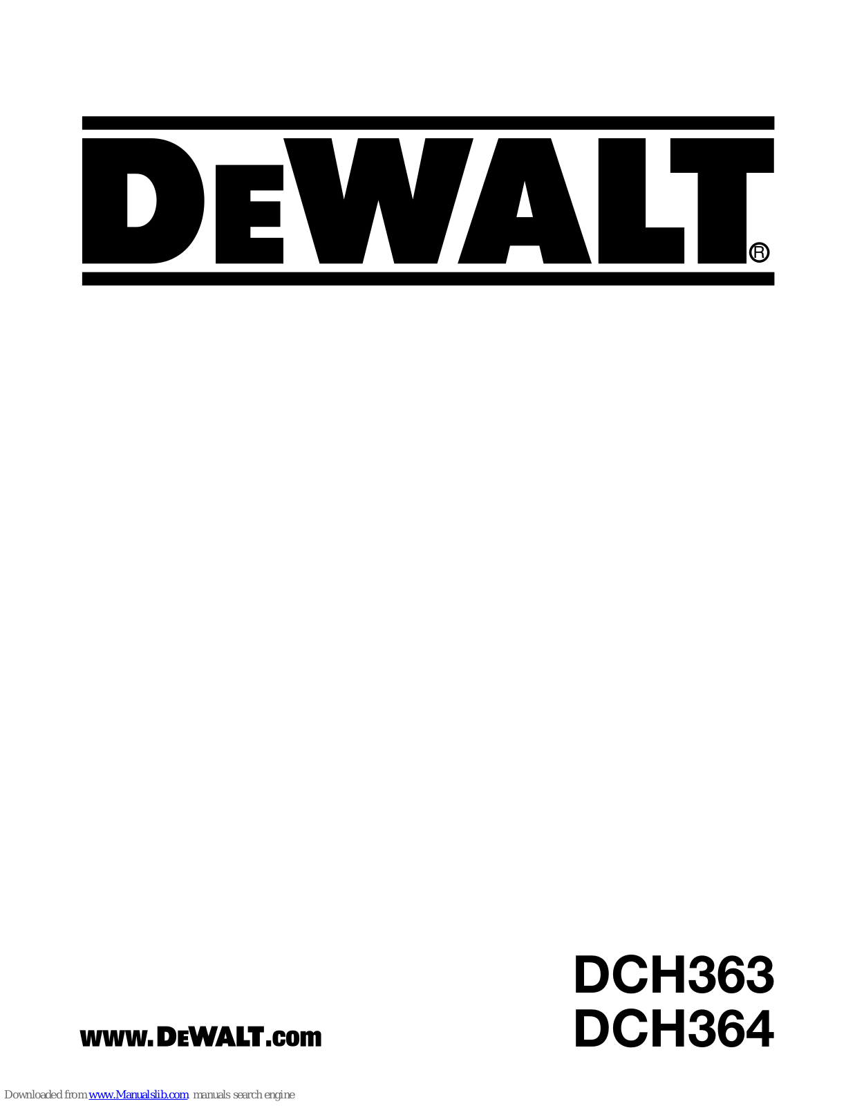 DeWalt DCH363, DCH364 Original Instructions Manual