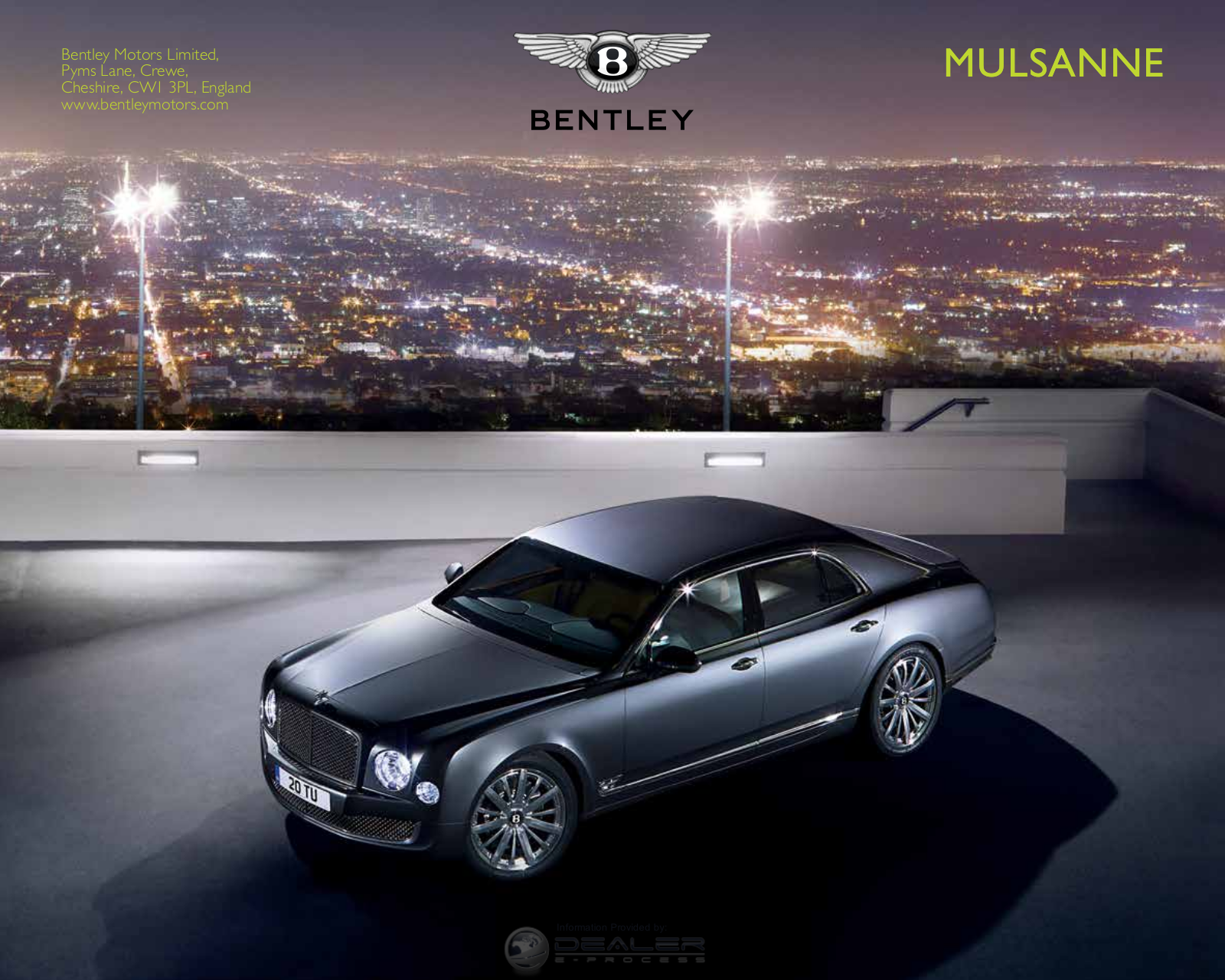 Bentley Mulsanne             2014 Owner's Manual