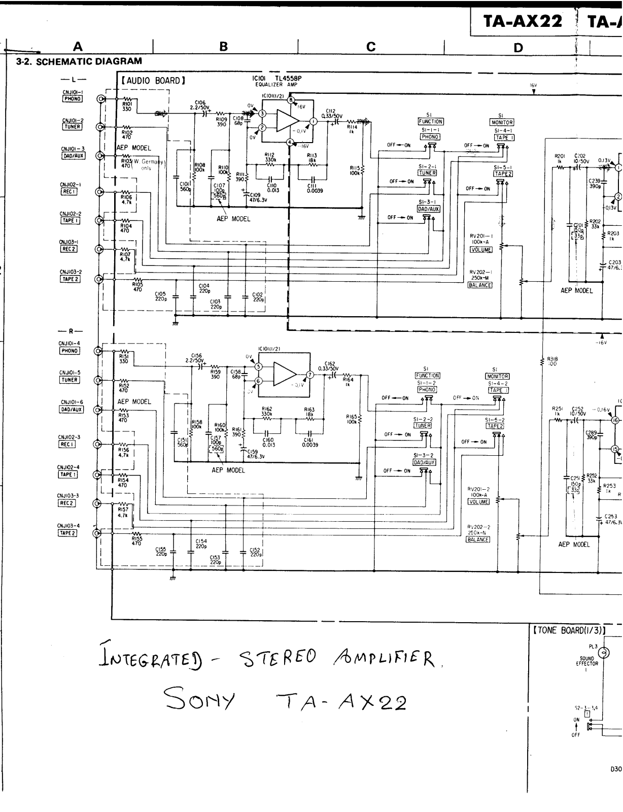 Sony TAAX-22 Schematic