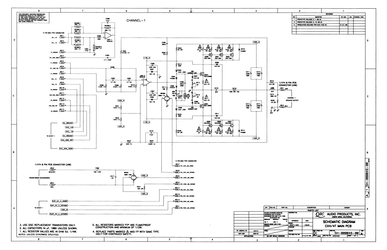 QSC CX-4 Schematic