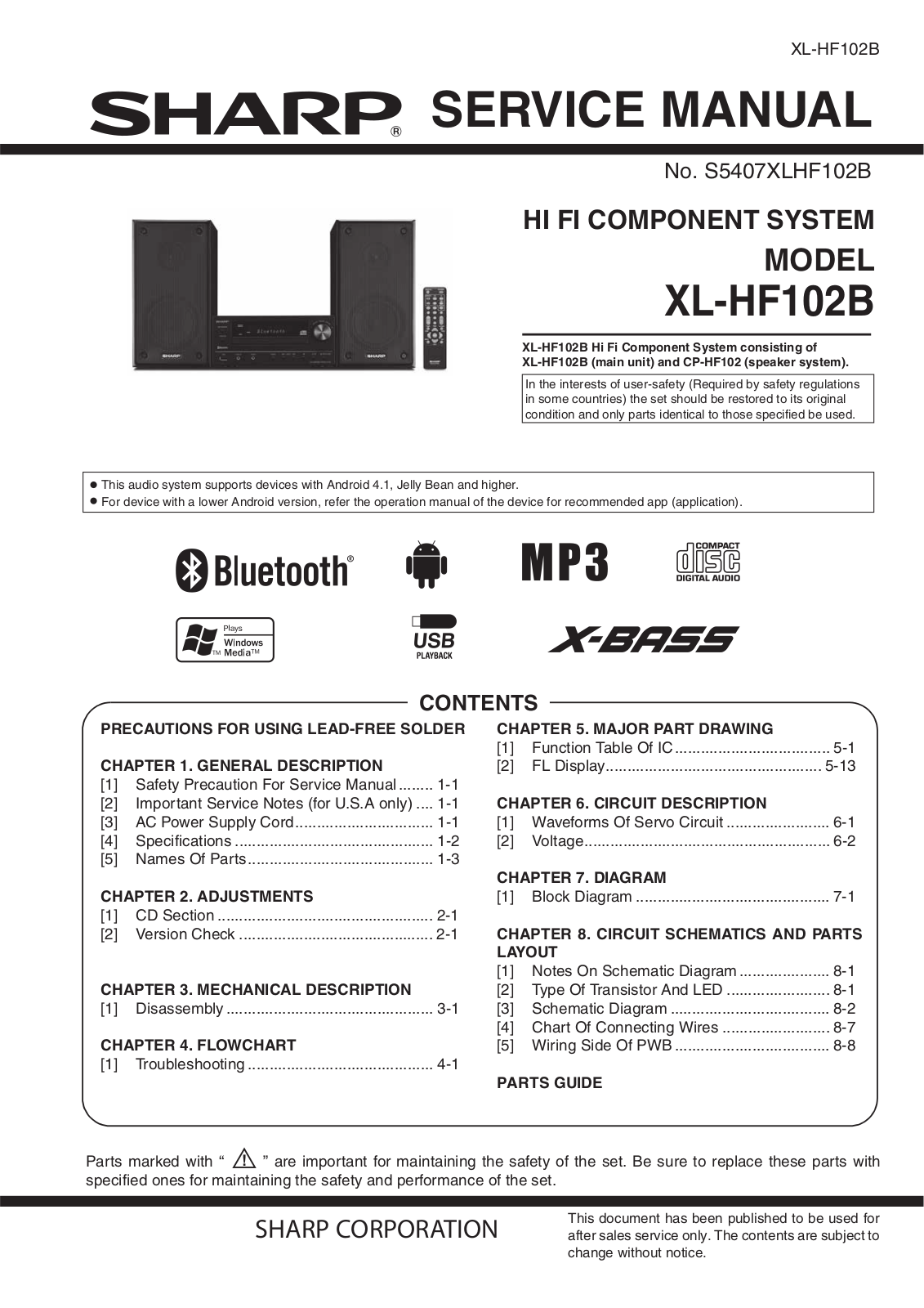 Sharp XL-HF102B Service manual