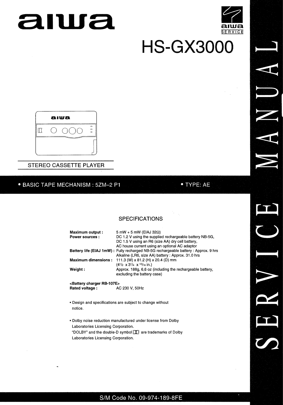 Aiwa HS-GX3000 Service Manual