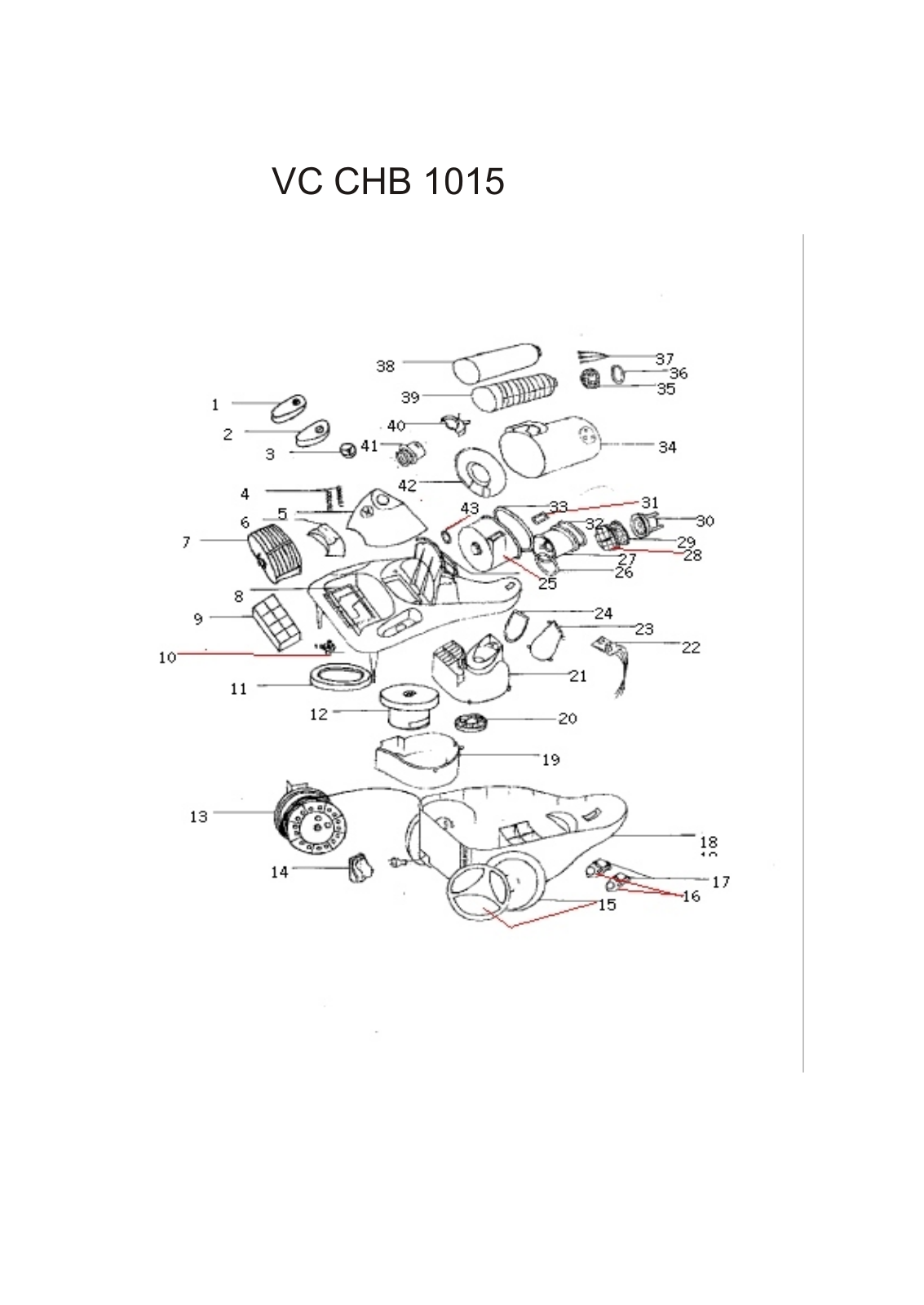 BORK VC CHB 1015 Spare Parts List