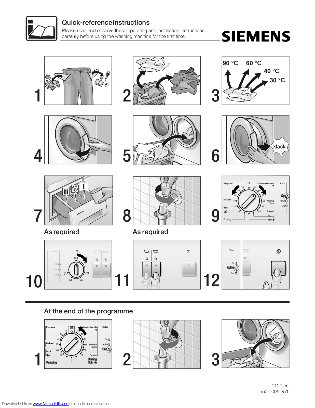 Siemens WM53220GR Quick Reference Instruction - ManualMachine.com